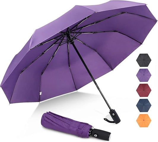 ZOMAKE Travel Umbrella Compact - 10 Ribs Portable Collapsible Umbrellas for Rain Windproof - Paraguas Automatic Small Folding Umbrella Lightweight Packable Umbrella for Women Men