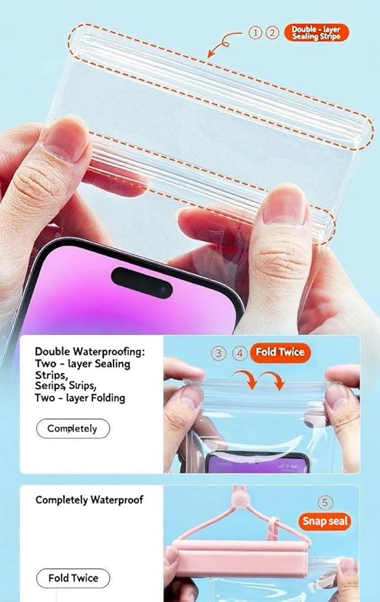1PCS Waterproof Phone Case - Universal Fit for iPhone 14/13/12 & Android Phones - Submersible Up to 100ft for Kayaking, Fishing, Rain,etc.(Black/White/Pink) (Pink)