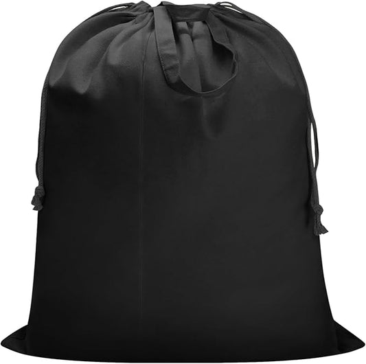 Canvas Laundry Bag 40in x 35in, Thick Cotton Laundry Bag with Handles & Drawstring, Extra Large Heavy Duty Washable Canvas Storage Sack (XXL, Black)