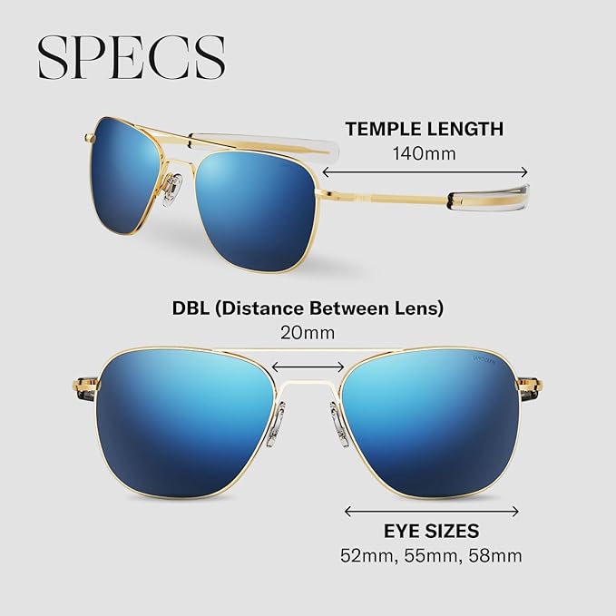 Randolph Eyewear Aviator Sunglasses for Men & Women – Non-Polarized & Polarized Lenses, 23k Gold UV Protection Sunglasses