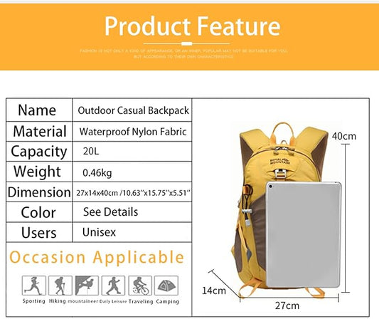 Small Hiking Backpack, 20L Lightweight Travel Backpacks For Men Women, Water Resistant Outdoor Day Pack, Ultralight Camping Daypack Backpacks, Durable Hiking Backpack Fit For Camping.(With Rain-cover)