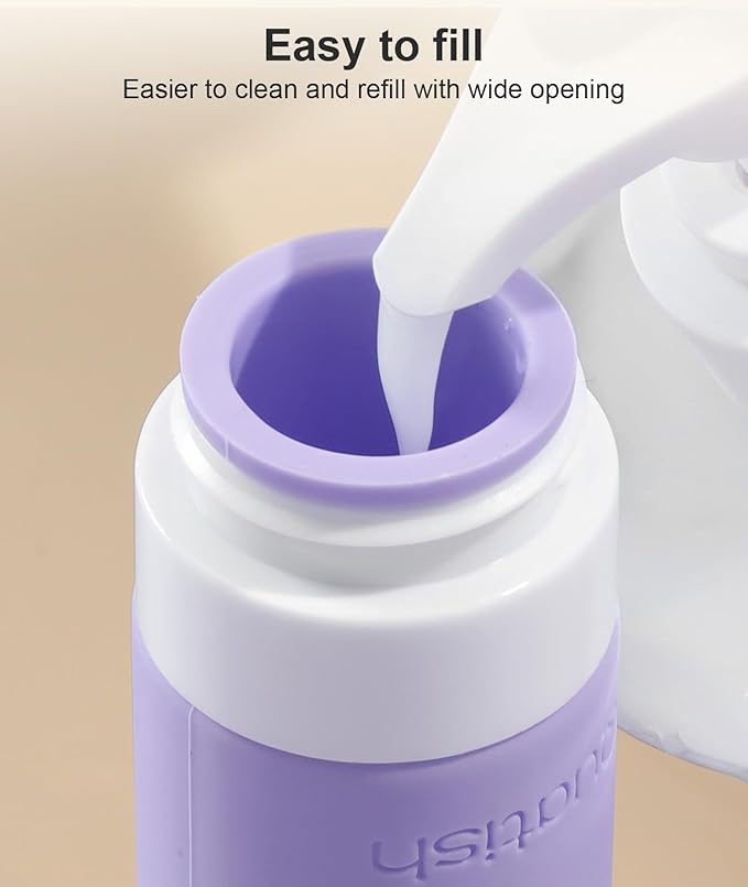 Quatish Travel Bottles for Toiletries 6 Pack, Original Patented Leakproof 3 oz Tsa Approved Travel Size Containers, BPA Free Silicone Shampoo and Conditioner Bottles, Camping Essentials, Purple