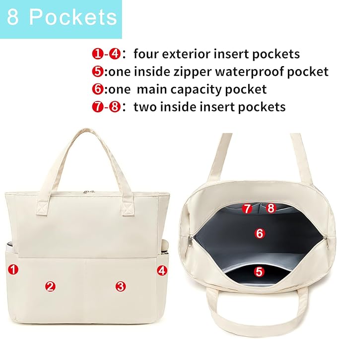 Bluboon Waterproof Beach Tote Pool Bags for Women Ladies Extra Large Carry On Bag With Wet Compartment for Weekender Travel