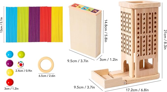 Game Wooden Board Games, Math Counting, Fine Motor Skills Toy,Family Travel Game, Educational Gift for Boys and Girls