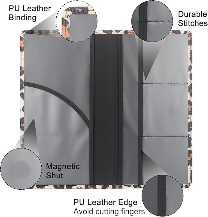 Premium Car Registration & Insurance Card Holder with Magnetic Shut, Vehicle Glove Box Car Organizer - For Documents, Cards, License (Leopard A)