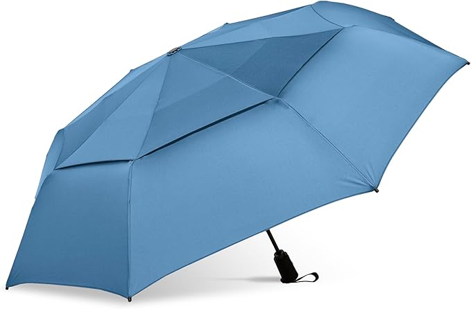 ShedRain Compact Folding Travel Umbrella – Push-Button Open & Close, Vented Double Canopy, Protects from Rain, Sun, & Wind