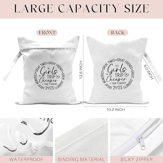 4Pcs Girls Trip Gifts Wet Dry Bag, Beach Bag Wet Bag Favors, Sunscreen Bags Swimsuit Toiletry Travel Essentials For Women, Beach Travel Gym Laundry bags for Dirty Diaper Swimsuit Gifts