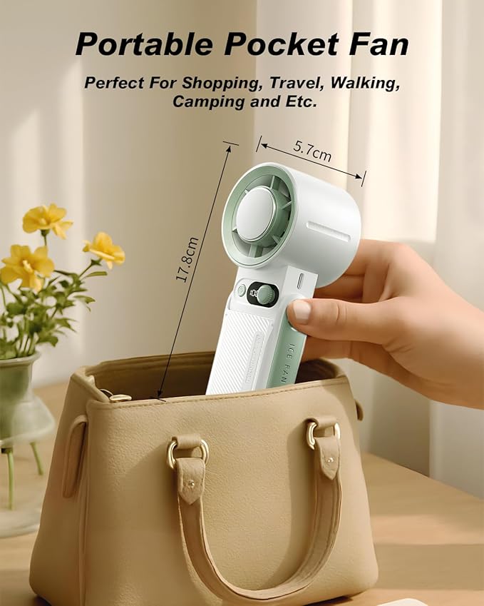 Portable Handheld Cooling Fan Rechargeable 10000mAh, Foldable Powerful Winds Mini Turbo Fans, 199 Speed, Digital Display for Travel Camping Outdoor