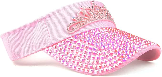 Sparkle Glitter Summer Rhinestone UPF 50+ Bling Ladies Sun Visor for Women Outdoor Sports Fashion Golf Hat