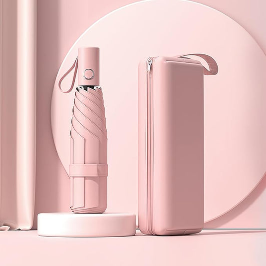 Automatic Mini Travel Windproof Folding Umbrella - UV Protection, Instant Open/Close for Rain/Sun, Small Compact Lightweight Design Fits in Tote Bag/Travel Case/Backpack for Commute, Women & Men