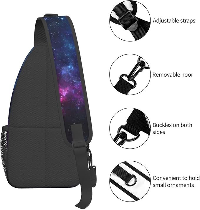QFXUYNG Purple Galaxy Adult Sling Bag Unisex Chest Bags Crossbody Backpack Casual Daypacks Shoulder Bag for Women Men Cycling Hiking Travel