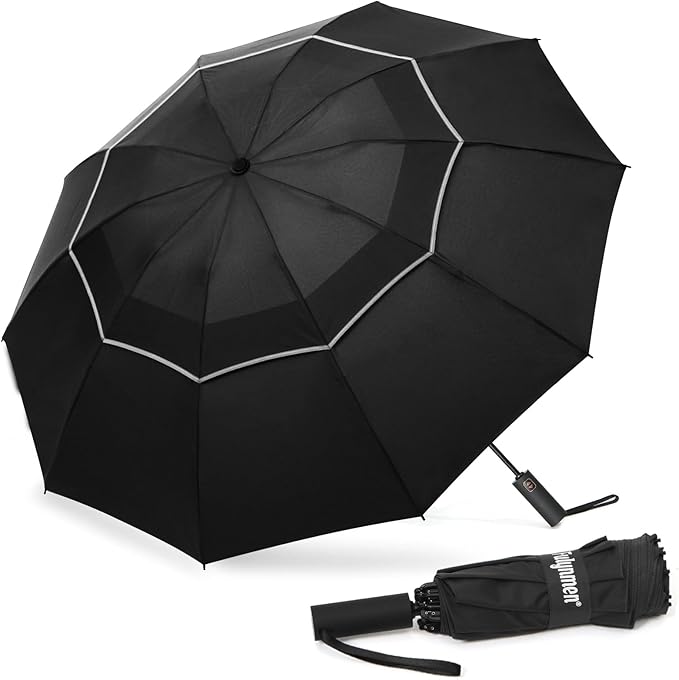 62/54/46 Inch Umbrellas for Rain Large Travel Compact Golf Umbrella Inverted Windproof Double Canopy 10 Ribs Automatic Open/Close UPF50+ Sun UV Protection