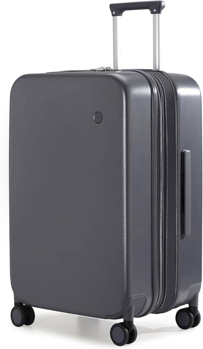 mixi 24 Inch Large Expandable Checked Luggage Suitcases with Spinner Wheels, Hardside Rolling Travel Suitcase PC with TSA Lock & Cover, Rock Gray