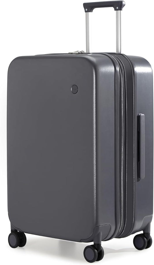 mixi 24 Inch Large Expandable Checked Luggage Suitcases with Spinner Wheels, Hardside Rolling Travel Suitcase PC with TSA Lock & Cover, Rock Gray