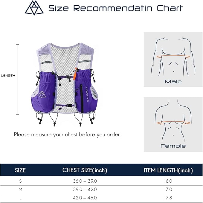 Haimont Running Hydration Vest with Water Bottles for Men Women, Lightweight 10L Hydrated Vest Pack for Trail Running, Hiking