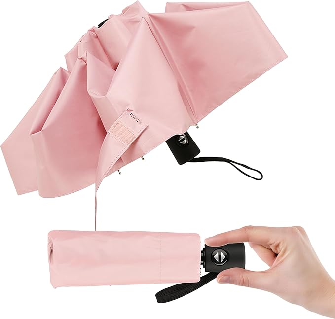 Automatic Mini Travel Umbrellas for Rain/Sun, Small Lightweight Folding Auto Open/Close Windproof Compact Umbrellas for Women Men, Fits Car & Backpack