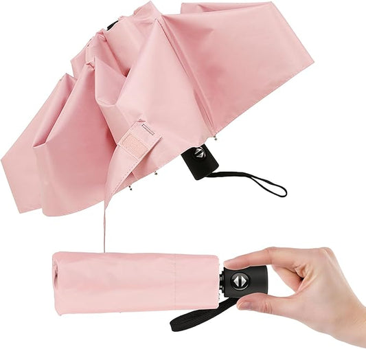 Automatic Mini Travel Umbrellas for Rain/Sun, Small Lightweight Folding Auto Open/Close Windproof Compact Umbrellas for Women Men, Fits Car & Backpack