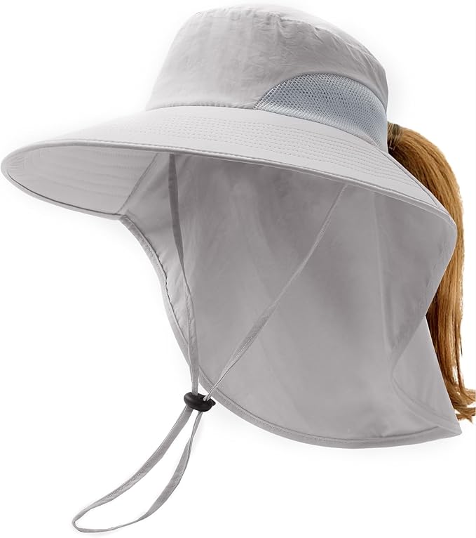 Camptrace Sun Hats for Women Men UPF 50+ UV Protection Wide Brim Hiking Fishing Hat with Neck Flap