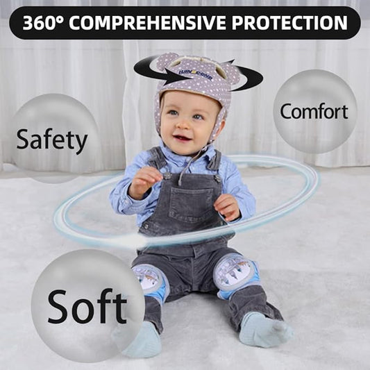 Xifamniy Baby Soft Safety Helmet Foam Head Protector Helmet for Toddler Infant Walking Suit 6-24m (Grey Star)
