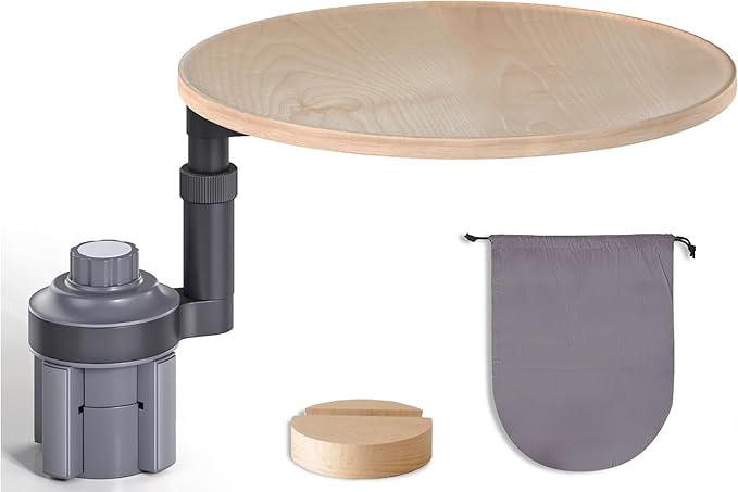 Car Desk for Laptop & Car Table Tray, Height-Adjustable 360° Rotating Wood Car Laptop Mount, Cup Holder Table, Steering Wheel Tray, Compatible with Tesla & Most Vehicles