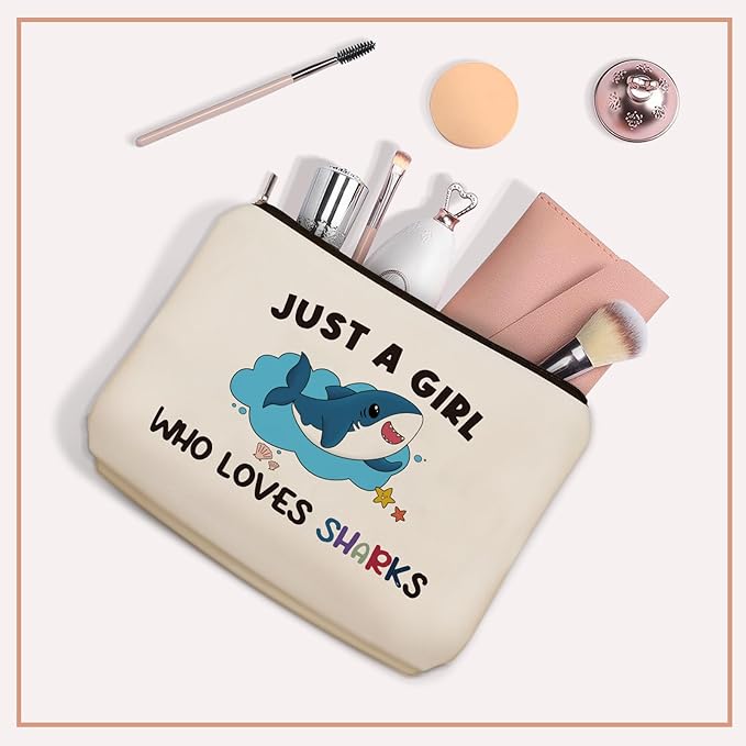 Shark Makeup Bag Graduation Gifts: Sharks Themed Cosmetic & Toiletry Organizer Pouch For Daughters, Sisters, Niece, Mom, Friends,Teen Girls & Women.Ideal Shark Lover Gift For Travel, Birthdays.