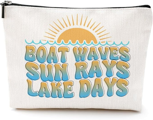 Lake Life Makeup Bag Cosmetic Bag Lake Accessories Travel Vacation Sun Day Essentials Beach Gifts for Women Girls Boater Lovers Bestie Christmas Birthday Lakes House Gifts Boating Lover Gift