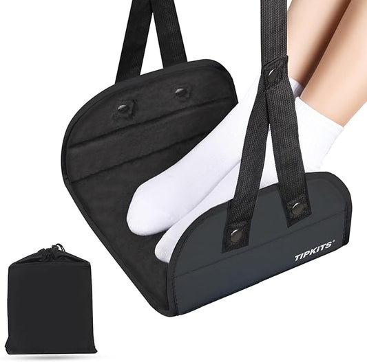 Airplane Foot Hammock Made with Premium Memory Foam, Portable Foot Rest with Comfortable No Clashing Base, Foot Sling Travel Essentials to Reduce Swelling and Soreness, Gifts for Travelers