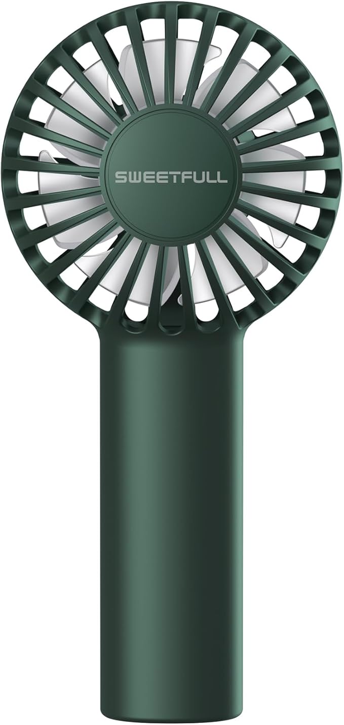 SWEETFULL Mini Portable Fan - Rechargeable Handheld Fan, 3 Speeds Personal Small Hand Gifts for Travel Essentials, Lash, Makeup, Eyelash, Kids, Girls, Women - USB, Cute Design Dark Green