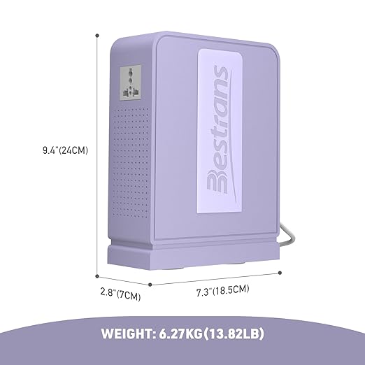 2000W Step Up Transformer 110v to 220v Converter, Heavy Duty Voltage Converter 110v to 220v with Dual Outlets, Overload Protection & Ultra-Quiet Design for Home Appliances,Light Purple