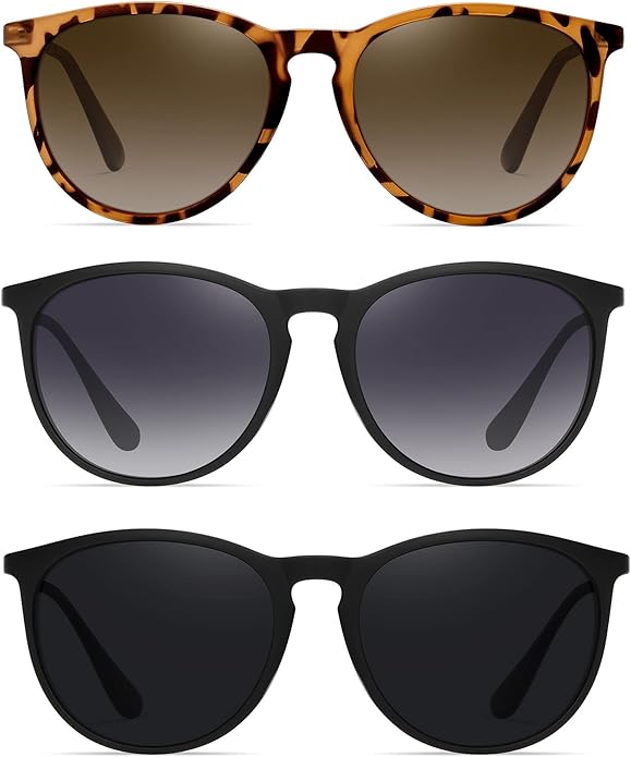 Retro sunglasses womens 2024 trendy round classic glasses