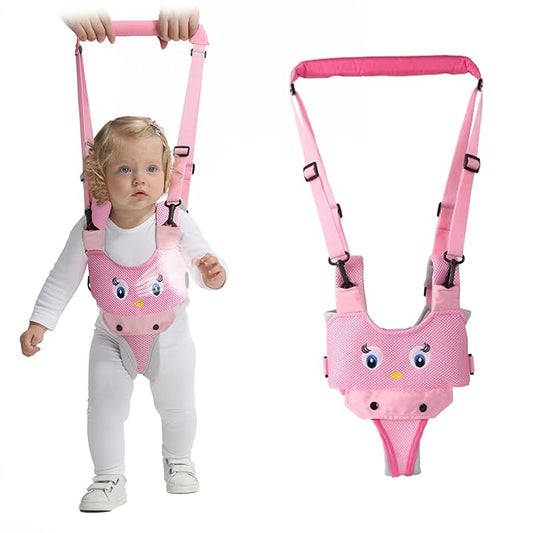 IULONEE Baby Walking Harness Breathable Handheld Kids Toddler Helper Assistant Adjustable Infant Walker Help Baby Walk Stand Up Child Learning Belt for 8-24 Month Old Babies Activity (Pink)