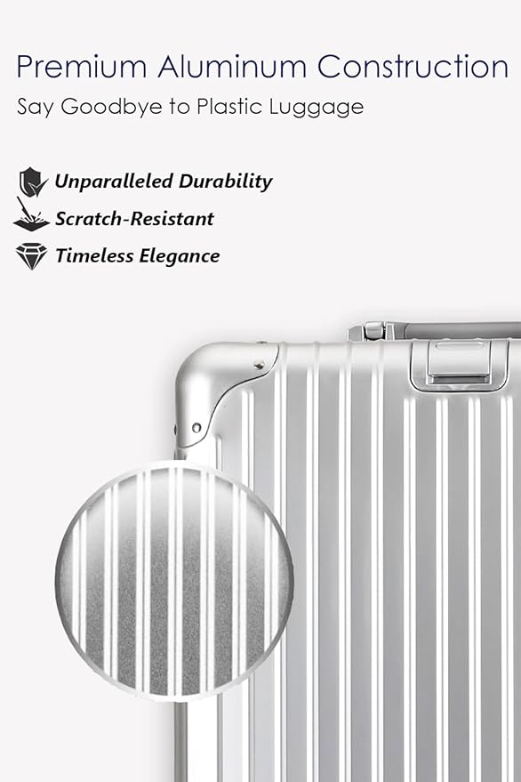 HotWay 28 Inch All Aluminum Checked in Luggage with Wheels, Hard Shell Zipperless Suitcase with TSA Locks, Large Travel Luggage, Gold