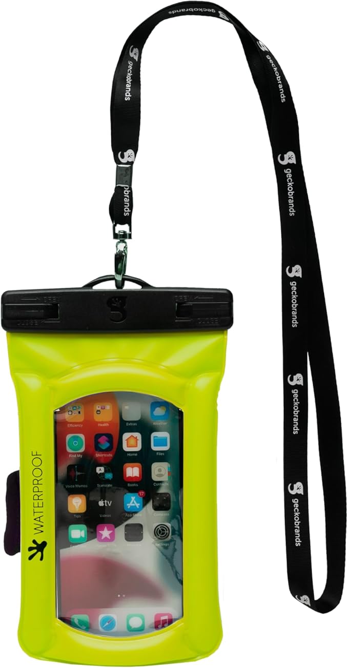 geckobrands Float Phone Dry Bag with Arm Band - Floating Watertight Dry Bag Phone Pouch, Fits Most iPhone and Samsung Galaxy Models Green