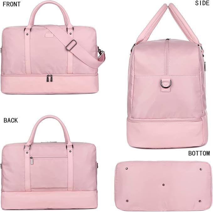 Baosha Vegan Leather Large Travel Duffel Tote Bag Carry On Weekender Overnight Bag With Shoe Compartment HB-38