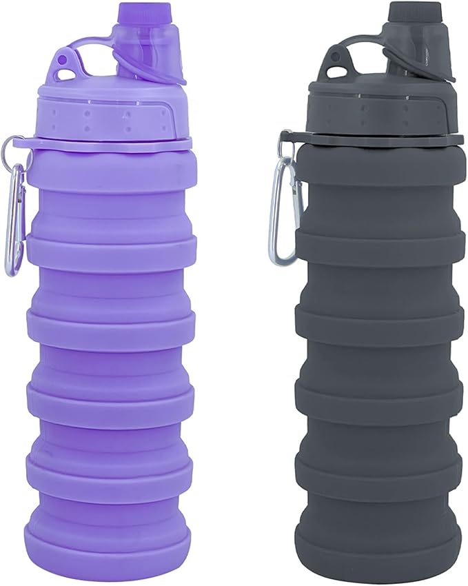 Collapsible Water Bottles Travel water bottle Sports Portable Sport Water Bottle Reusable Water Bottles comes with mountaineering Buckle 500ml silicone Water-proof camping water bottle