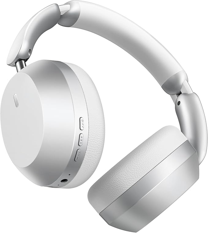 Wentronic Y04 Bluetooth Headphones Active Noise Cancelling Wireless Over Ear Headphones 48 Hours Playtime High Sound Quality Foldable Headphones with Soft Ear Cushion for Travel - Silver
