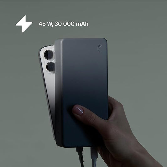 Clemm Portable Charger Quick Charging Power Bank (Graphite, 30000, Milliamp Hours)