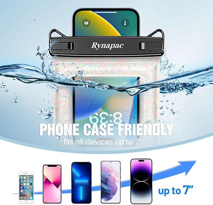 [Floatable] Waterproof Phone Pouch 2 Pack - [Up to 8.5"] IPX8 Floating Waterproof Phone Case Dry Bags with Adjustable Lanyard for Beach Vacation Travel Cruise Ship Pool Kayak Essentials