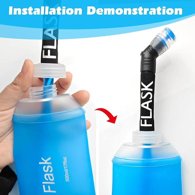 WILDREEDS Replacement Straw for Soft Flask Running Water Bottles for Hiking Cycling (Black)