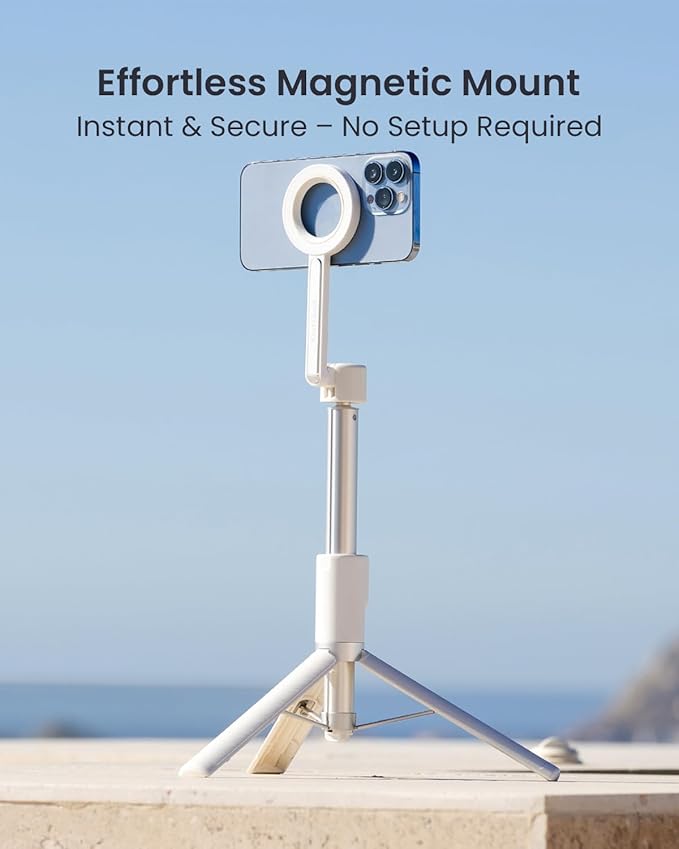 KraftGeek Magnetic Phone Tripod for iPhone Magsafe, 64” Selfie Stick Tripod Stand with Remote, Travel Cell Phone Stand for iPhone 17 Pro Max