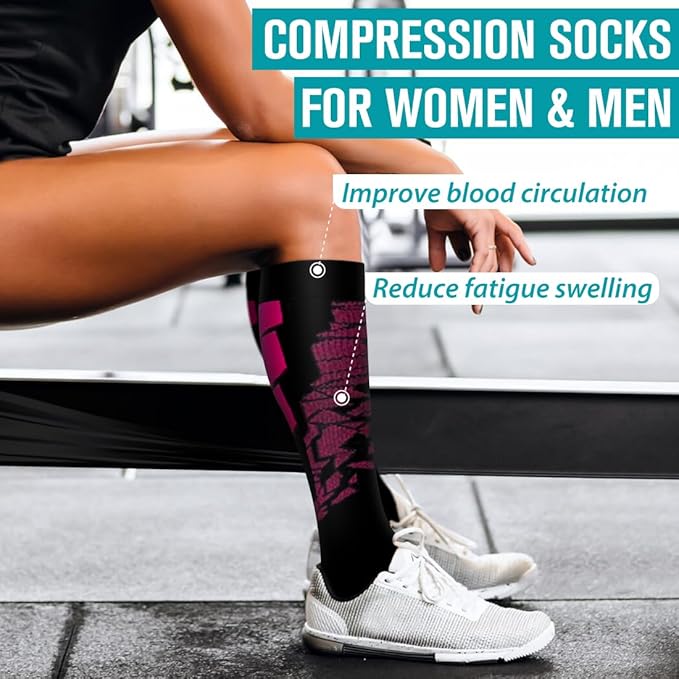 BLUEENJOY Copper Compression Socks for Women & Men (6 pairs) - Best Support for Nurses, Running, Hiking, Recovery