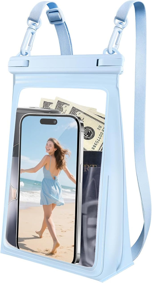 Large Waterproof Phone Pouch Floating, Waterproof Phone Case for iPhone 15 14 Pro Max 13 12 Plus 11 XS XR X Samsung up to 8.5'', IPX8 Water Proof Cell Phone Dry Bag for Beach Swimming Kayaking, Blue