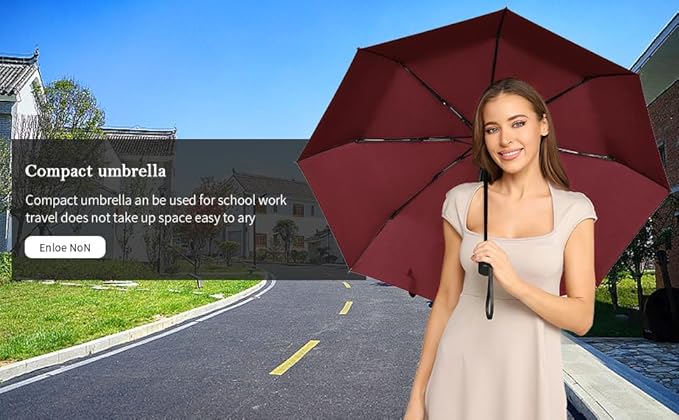 Windproof Travel Umbrella, Automatic Folding Compact Lightweight Umbrella for Women & Men, Durable and Portable, Fits Easily in Purse or Backpack