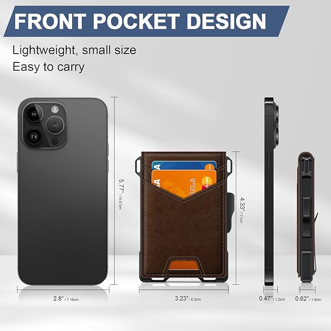 Wallet for Men, Minimalist Slim Mens Wallet with Money Clip, RFID Blocking Smart Pop Up Card Wallet with ID Window, Compact Bifold Wallet,Metal Aluminum Credit Card Holder