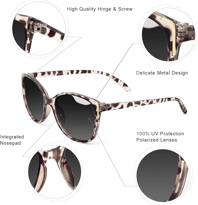Face Shadow Polarized Sunglasses for Women, Cat Eye Sunglasses for Small Face Ladies Ultralight UV400 Protection
