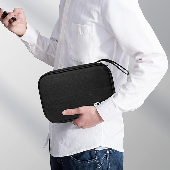 Electronics Organizer Travel Case,Electronic Accessories Storage Bag,Portable Waterproof Cable Organizer Bag,Travel Cord Organizer Bag for Small Charging Cord Storage,Cables,SD Card (Black)