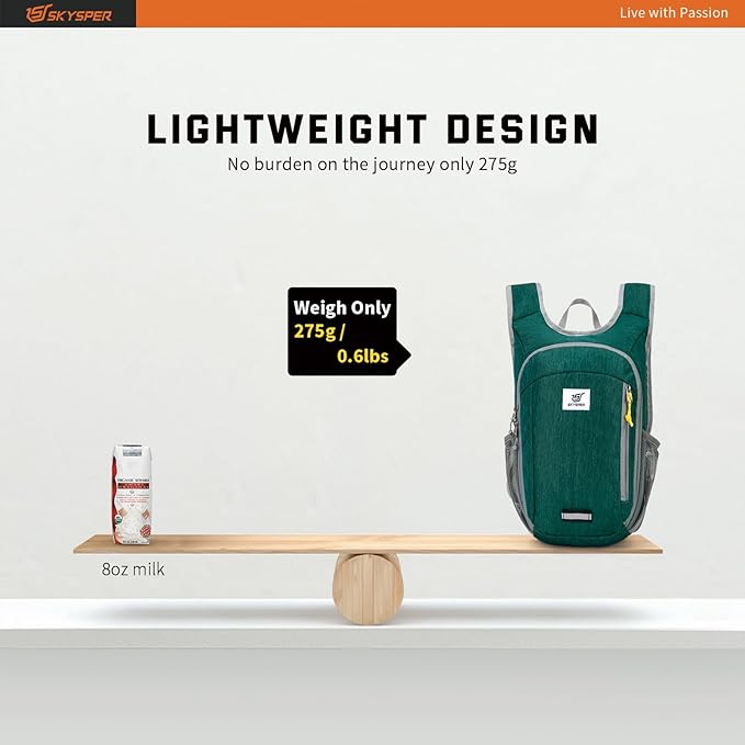 SKYSPER Small Daypack 10L Hiking Backpack Packable Lightweight Travel Day Pack for Women Men