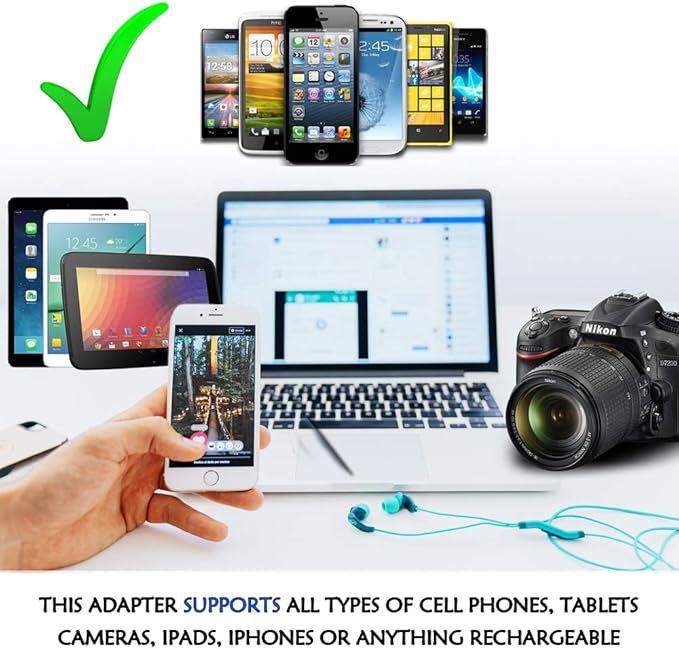 Ceptics Turkey, Egypt, Iceland Travel Adapter Plug - Type C - Europe - 2 In 1 - Light Weight - Perfect for Cell Phones, Chargers, Cameras and More