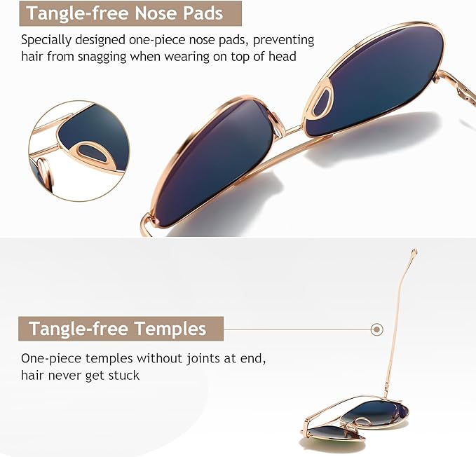 SUNGAIT Women's Lightweight Oversized Aviator Sunglasses - Classic Style Polarized Lens