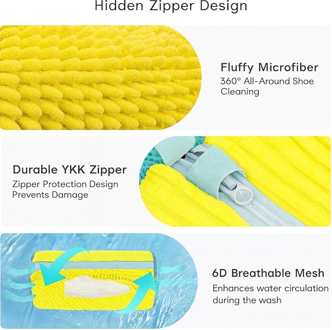 shoe washing machine bag & Drying Set – 2 Reinforced Wash Bags + 2 Dry Hooks + 2 Shoe Shapers for Sneakers & Sports Shoes | Washer & Dryer Safe (6PCS, Yellow Bags)